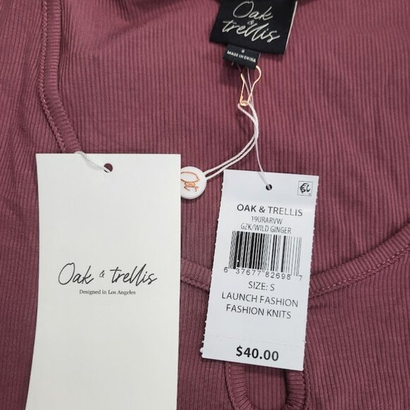 OAK & TRELLIS Wild Ginger Short Sleeve Ribbed Scoop Neck Top - NWT Women's S - Picture 4 of 5